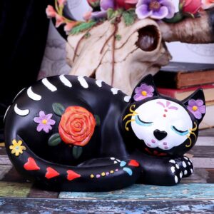 Sleepy Sugar Skull Cat Ornament 22cm