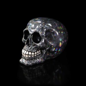 Holographic Silver Fishnet Skull