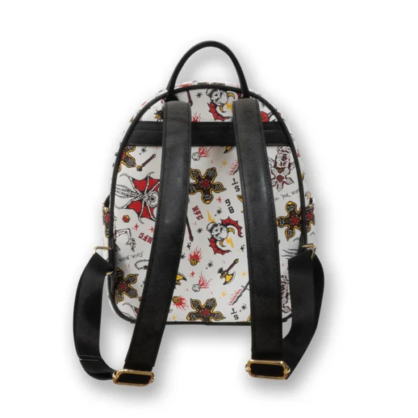 Stranger Things Hellfire Club Digital Print PU Backpack - White - Image 3